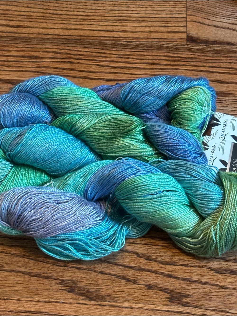 Hand Maiden Yarn Lot of 3 Sea Silk 70% Silk 30% Seacell Seafoam Blue Fingering